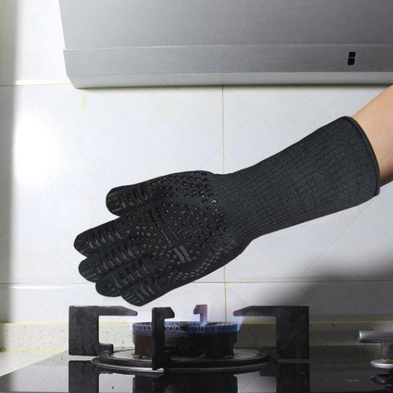 Cut-resistant aramid BBQ gloves for grilling and oven use