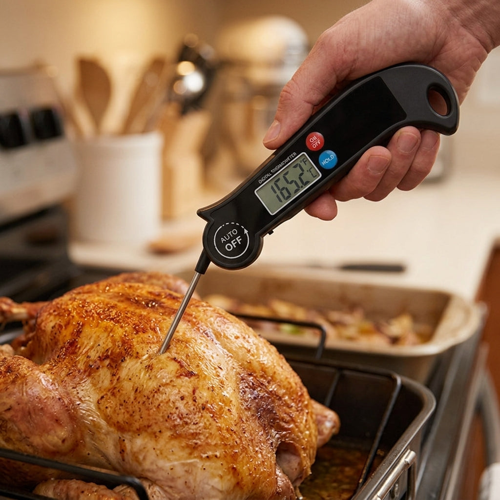 Digital instant-read food thermometer for turkey, steak and grilling
